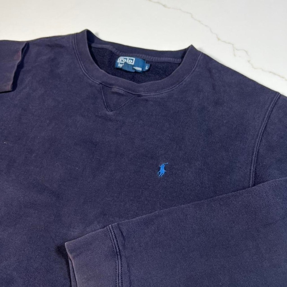 heavyweight Polo Ralph Lauren Sweatshirt Mens Navy Vintage Crewneck Fleece Pony